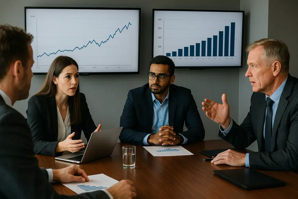 A financial planner delving into growth strategies by examining sales and profit metrics.