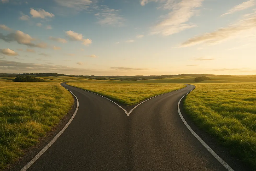 Image of diverging roads symbolizing successful versus failed cold outreach strategies.