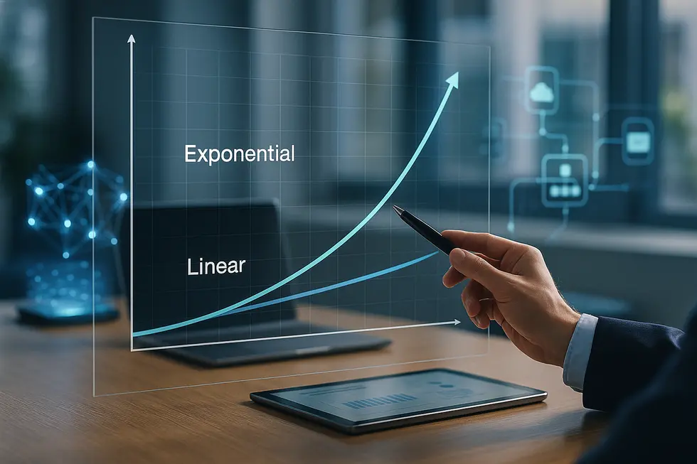 A comparison of linear and exponential growth strategies in business scaling.