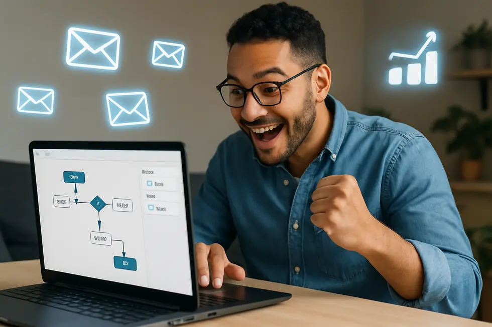 A business owner utilizing innovative tools to automate email campaigns.