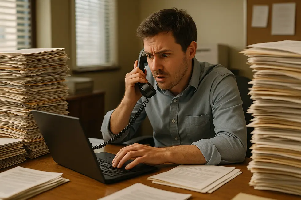Business professionals analyzing the impact of unfollowed lead inquiries on revenue.