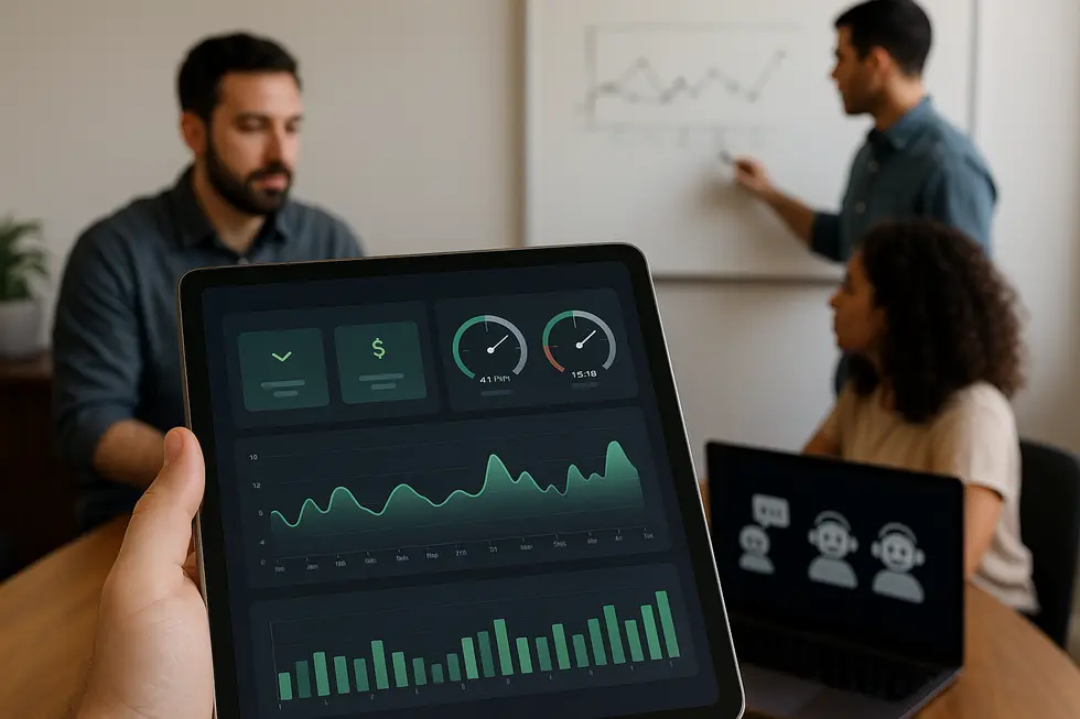 A small business owner responding to real-time customer messages and dashboards that measure engagement and micro-moments.