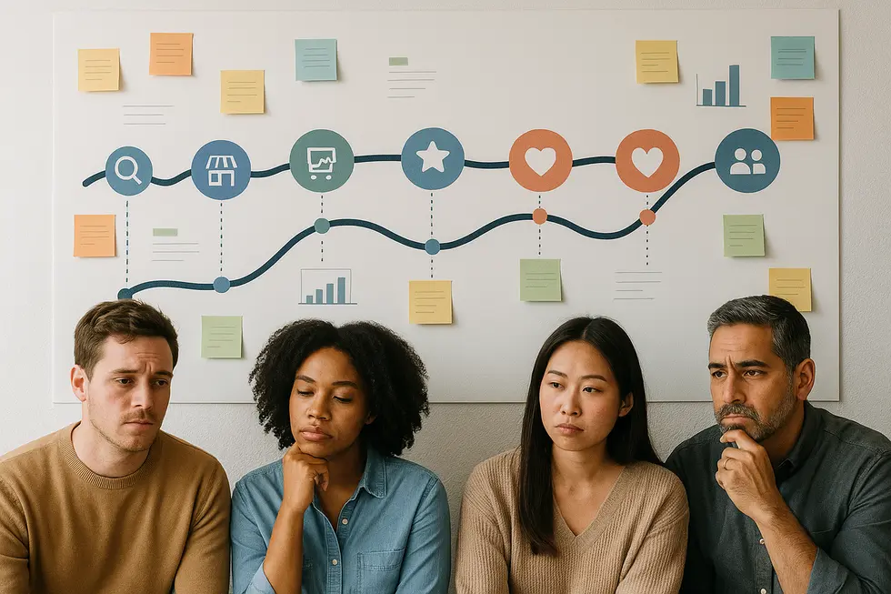 A detailed customer journey map illustrating important milestones and emotional stages.