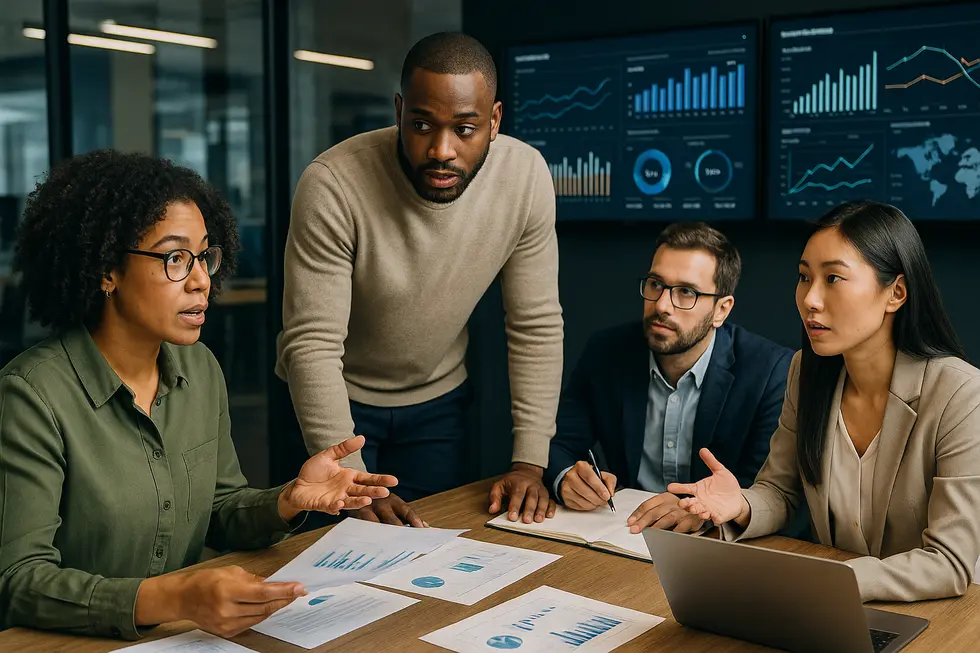 Business professionals leveraging data-driven insights in a collaborative environment.