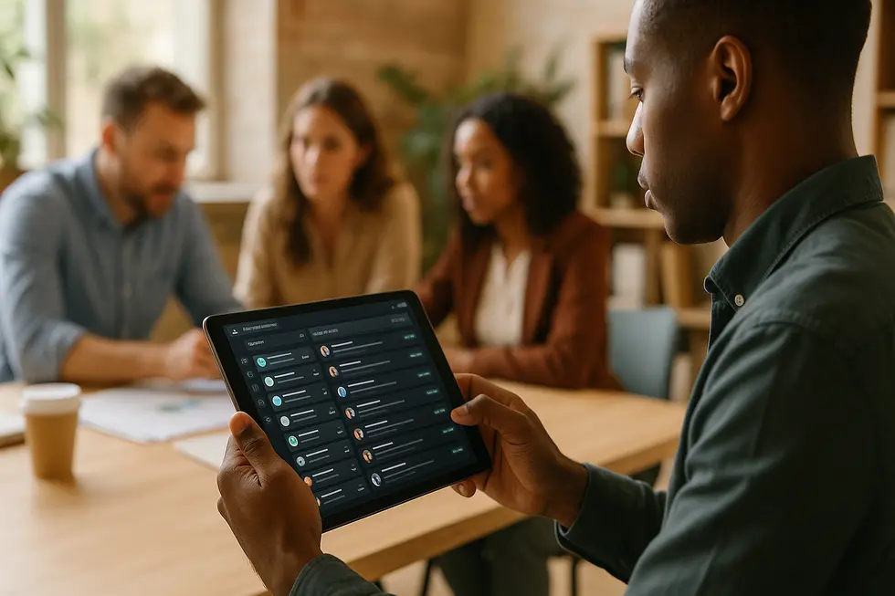 A human sales team supported by an AI dashboard that manages high-volume interactions.