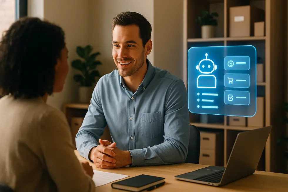 AI dashboards and CRM workflows illustrate where agents automate routine sales tasks and where humans provide context.