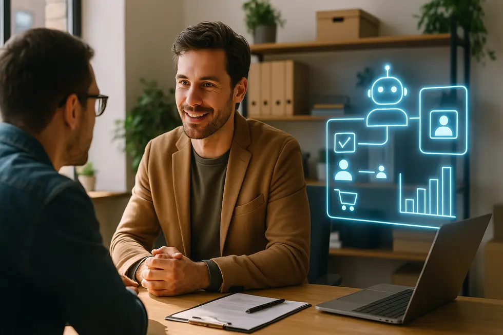 AI dashboards and CRM workflows illustrate where agents automate routine sales tasks and where humans provide context.