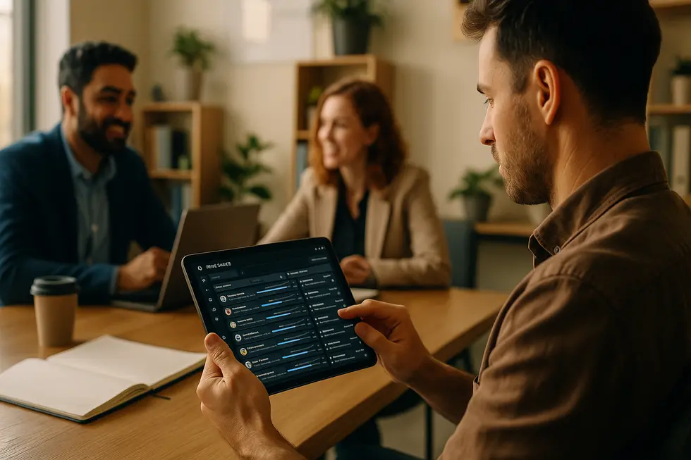 A human sales team supported by an AI dashboard that manages high-volume interactions.