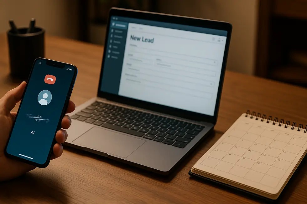 AI answers missed calls, captures lead details, and logs them into the CRM in real time.