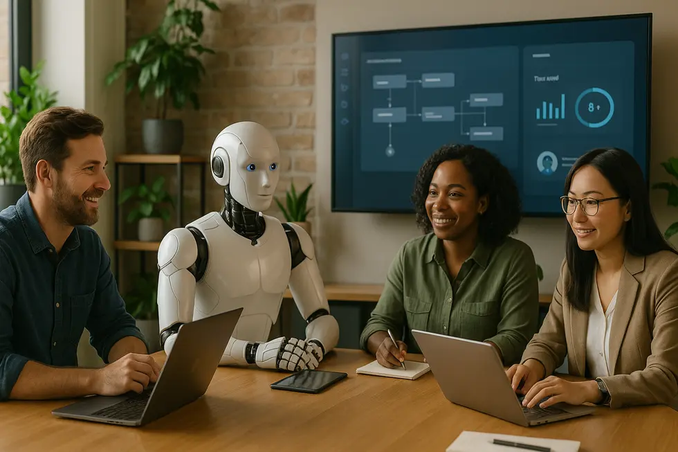 A small team using an AI dashboard to automate tasks and augment their workflow.